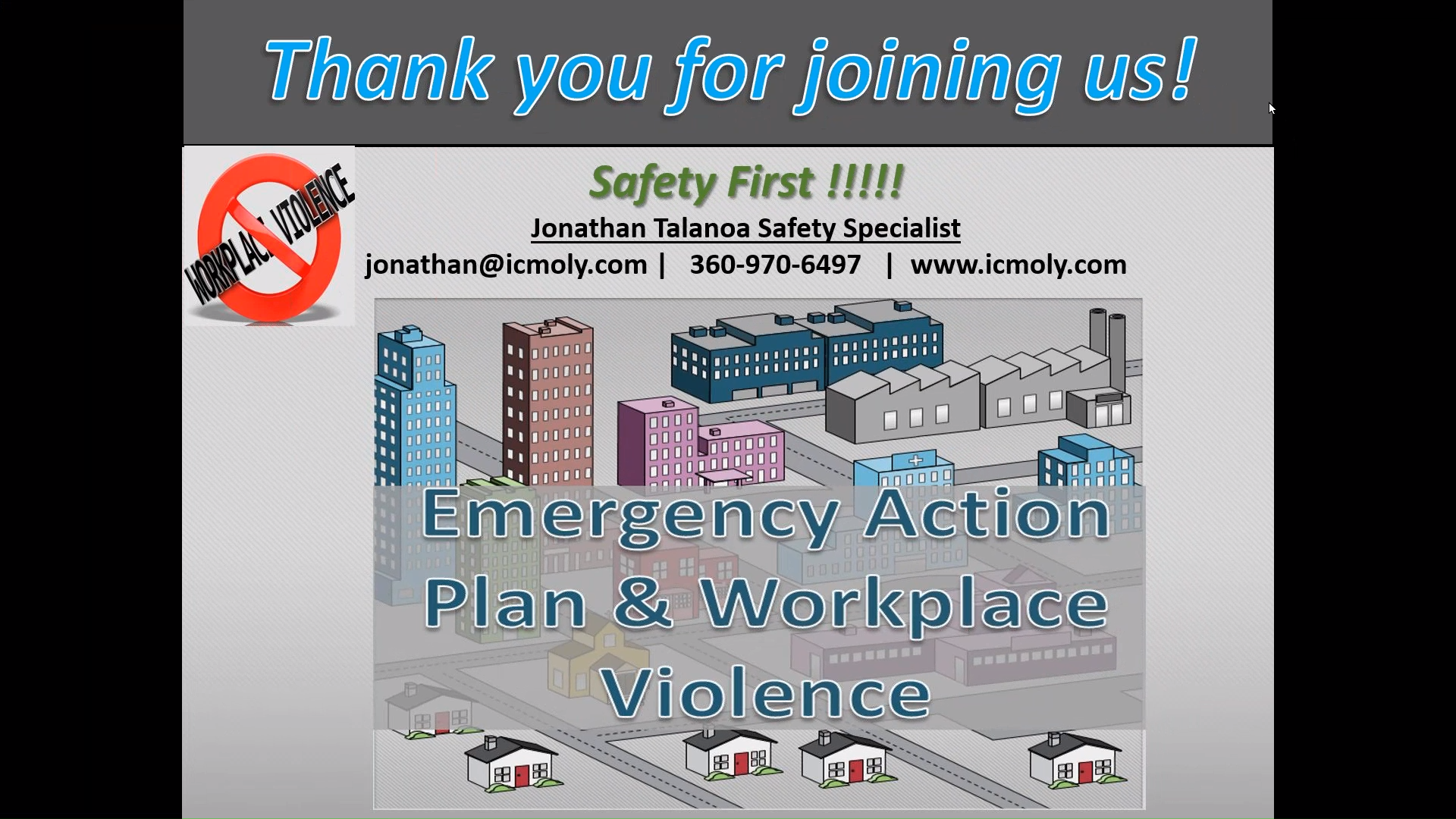 Title screen for the workplace violence and emergency action plan webinar 2022